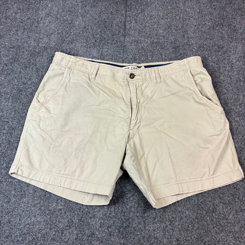 True Craft Mens Size 40W Chino Shorts Khaki Tan Flat Front Twill Casual